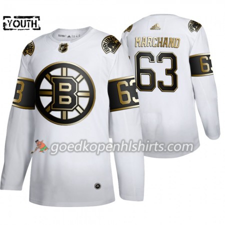 Boston Bruins Brad Marchand 63 Adidas 2019-2020 Golden Edition Wit Authentic Shirt - Kinderen